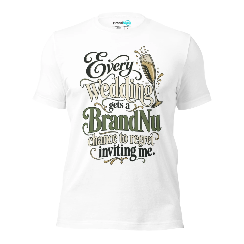 Every wedding gets a BrandNu chance to regret inviting me T Shirt White Front