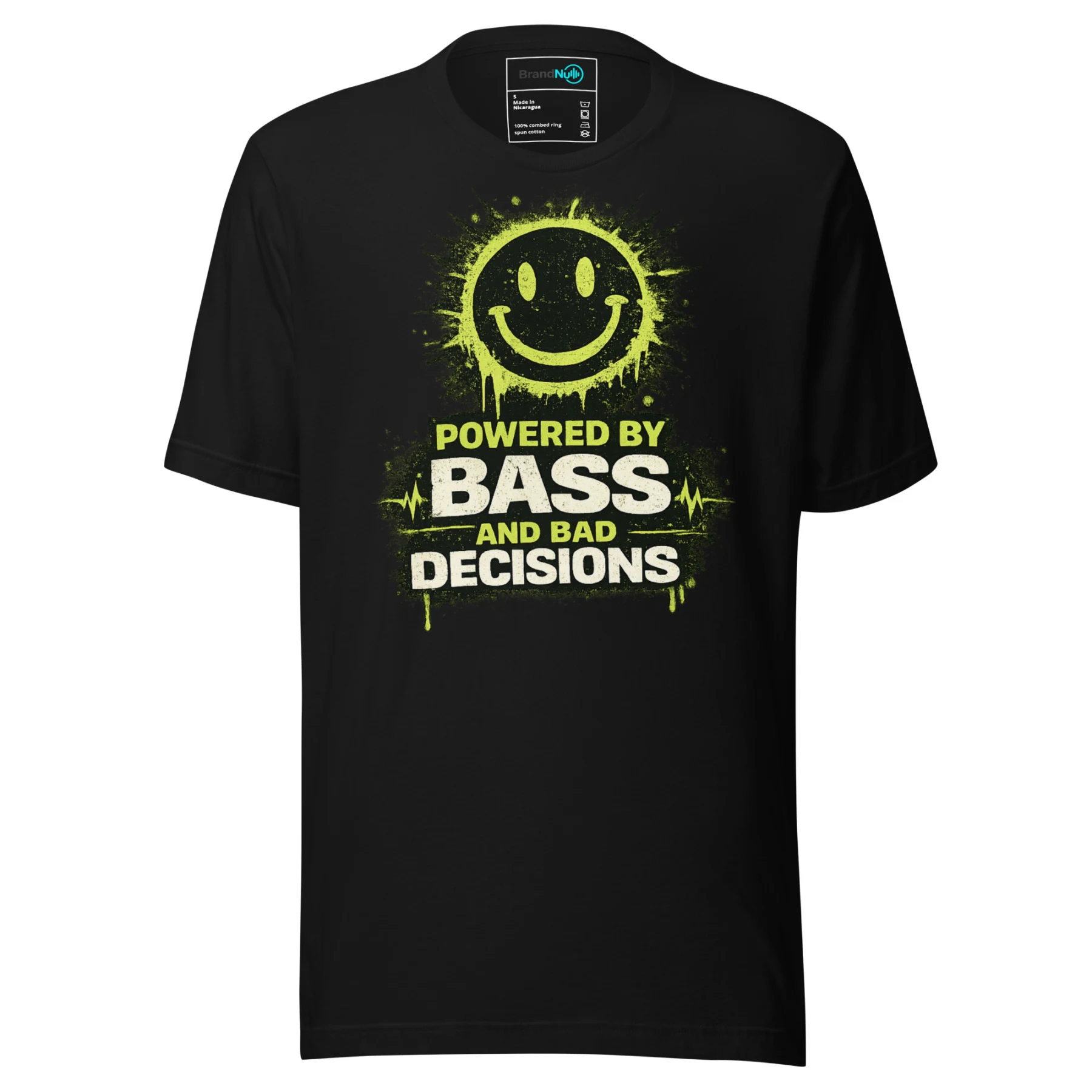 Powered by Bass Smiley Full Back Green Screen T-SHIRT