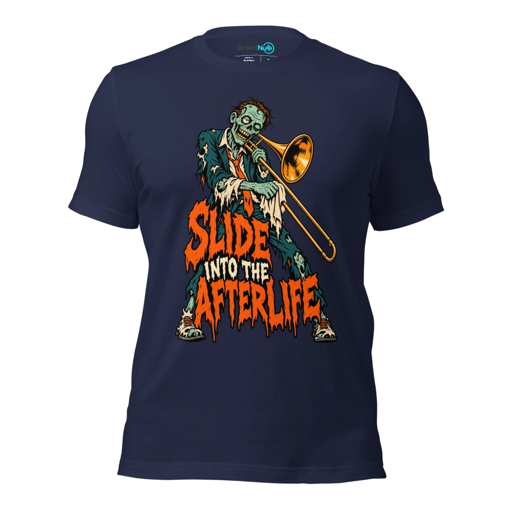 SLIDE INTO THE AFTERLIFE T Shirt Navy Front
