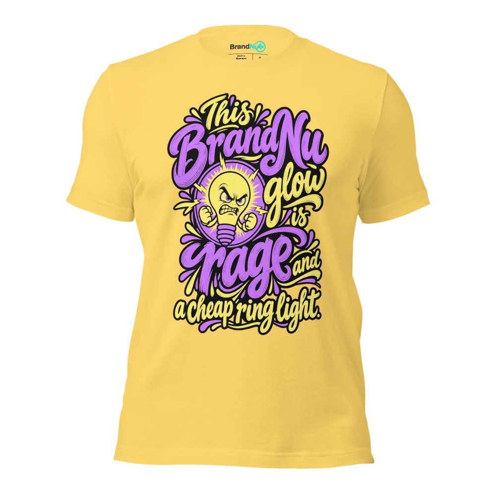 This BrandNu glow is rage and a cheap ring light T Shirt Yellow Front