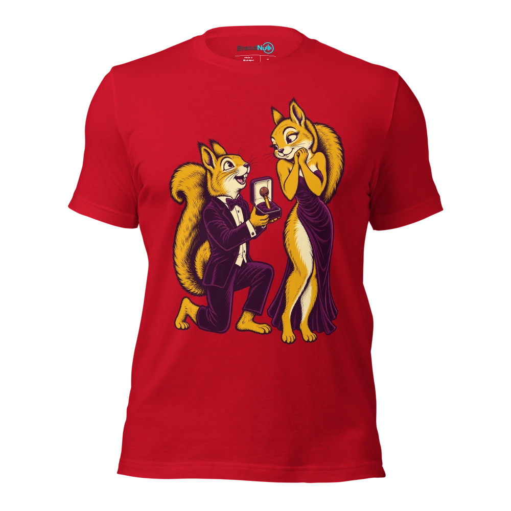 Squirrel offering a violin peg in a velvet gift box T Shirt Red Front