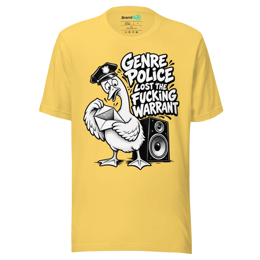 GENRE POLICE LOST THE FUCKING WARRANT T Shirt Yellow Front