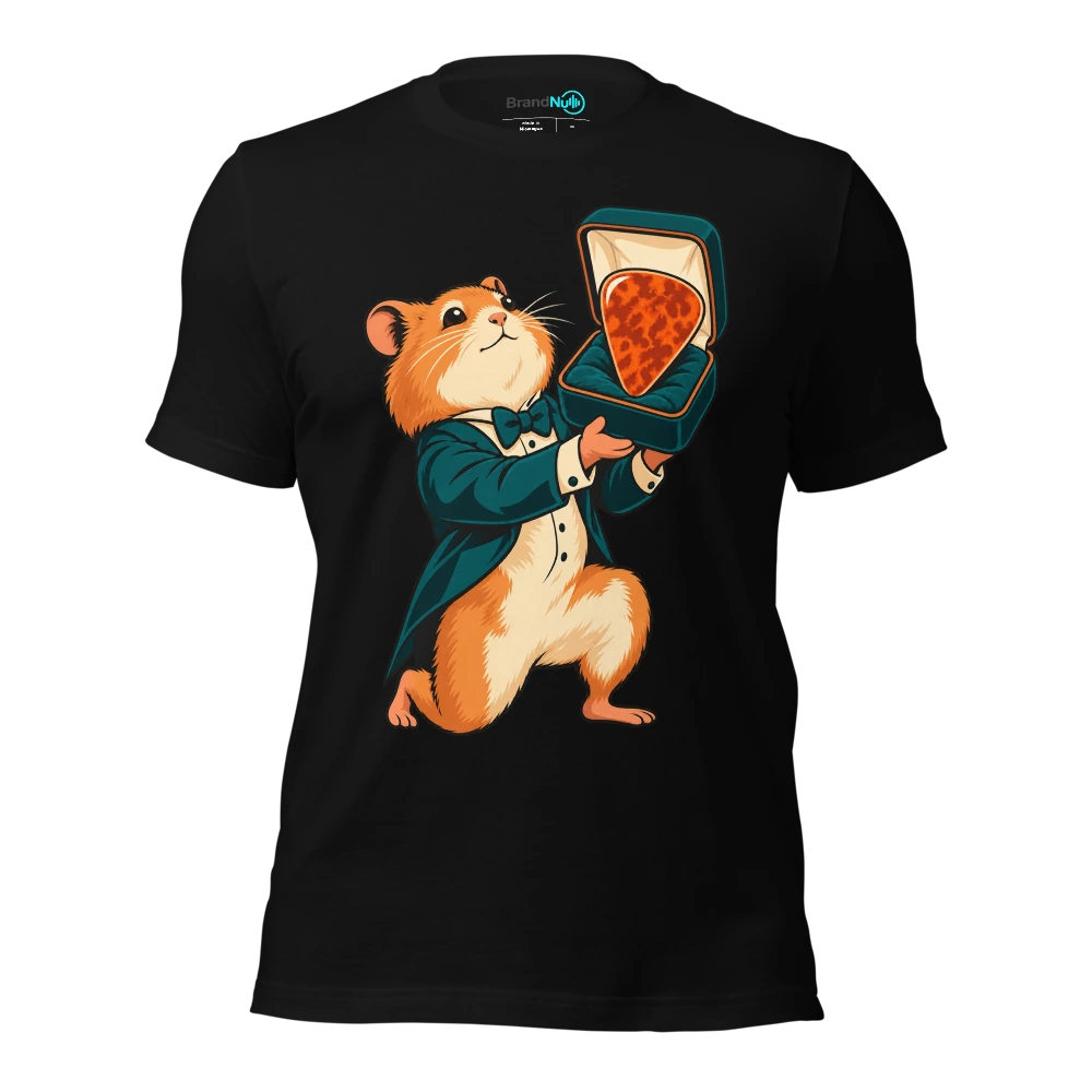 THE HAMSTER HAS DELIVERED AN OVERPRICED GUITAR PICK T Shirt Black Front