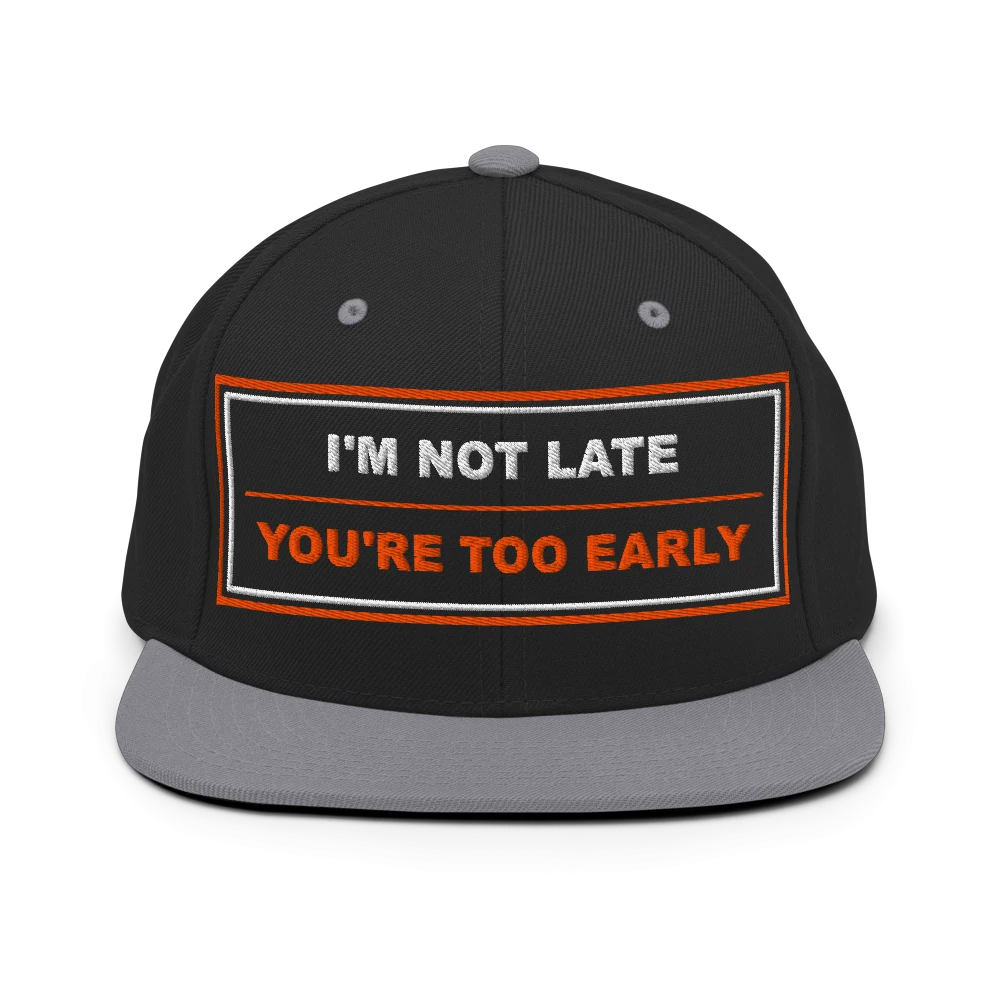 I'm Not Late, You're Too Early - BrandNu Classic Snapback - Black/ Silver