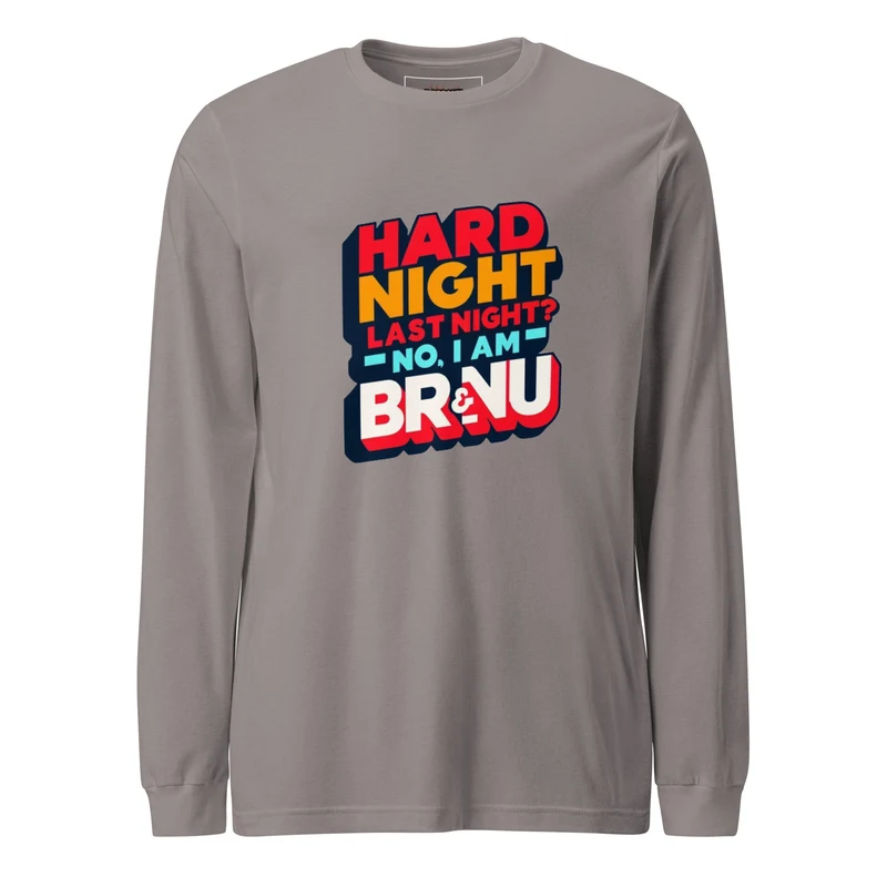 Hard Night Bold Retro Long Sleeve Tee - Storm