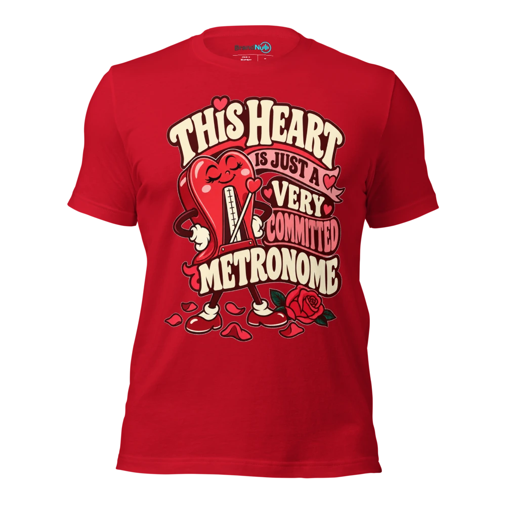THIS HEART IS JUST A VERY COMMITTED METRONOME T Shirt Red Front