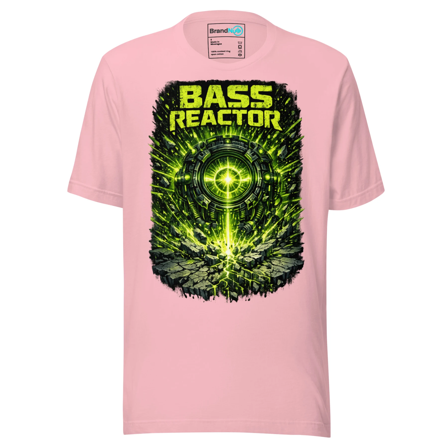 Bass Reactor Drum and Bass T Shirt Neon DnB Rave Graphic Green Screen
