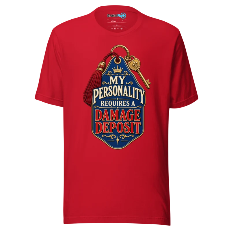 My Personality Requires A Damage Deposit T Shirt Red