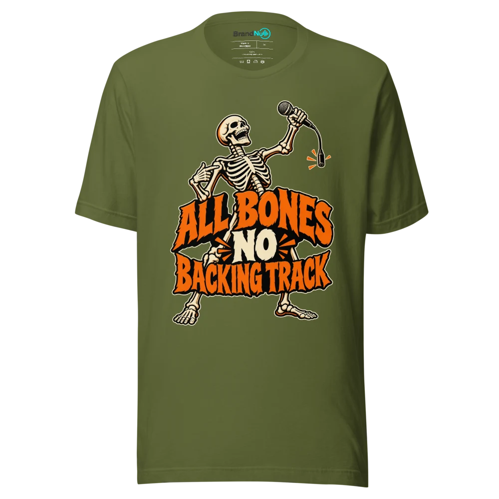 ALL BONES NO BACKING TRACK T Shirt Olive Front