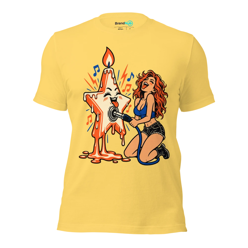 THE BIRTHDAY WISH HAS AN AUX SOCKET T Shirt Yellow Front