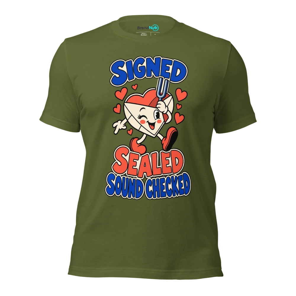 SIGNED SEALED SOUND CHECKED T Shirt Olive Front