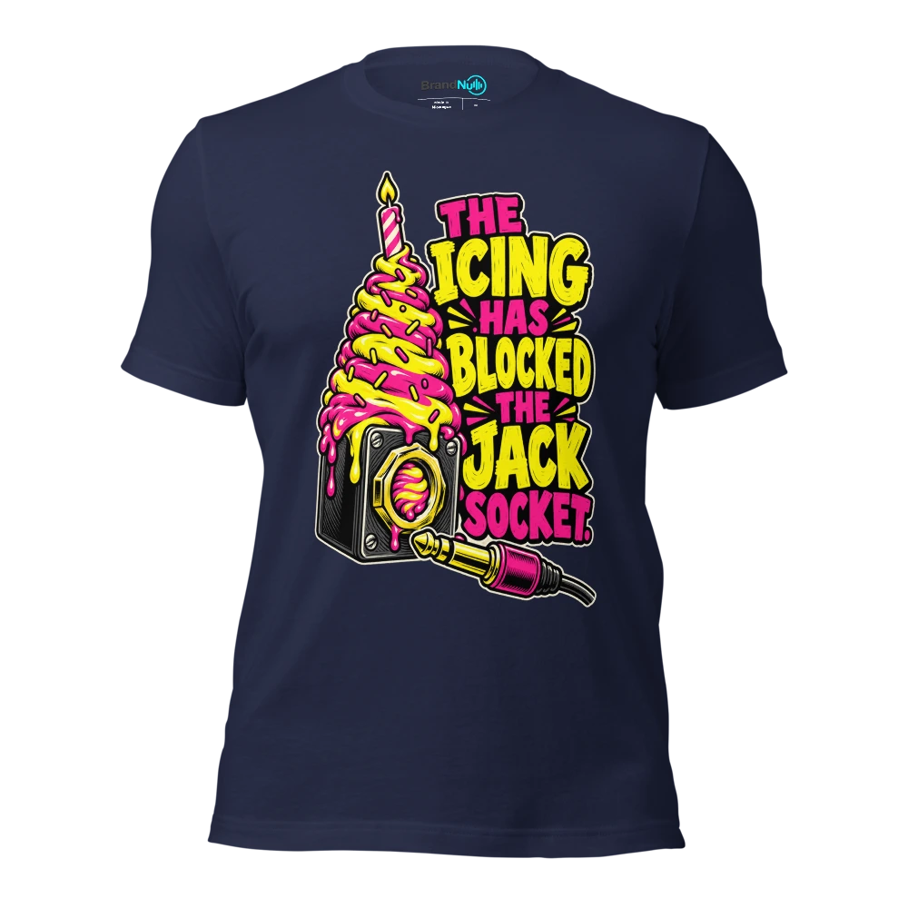THE ICING HAS BLOCKED THE JACK SOCKET T Shirt Navy Front