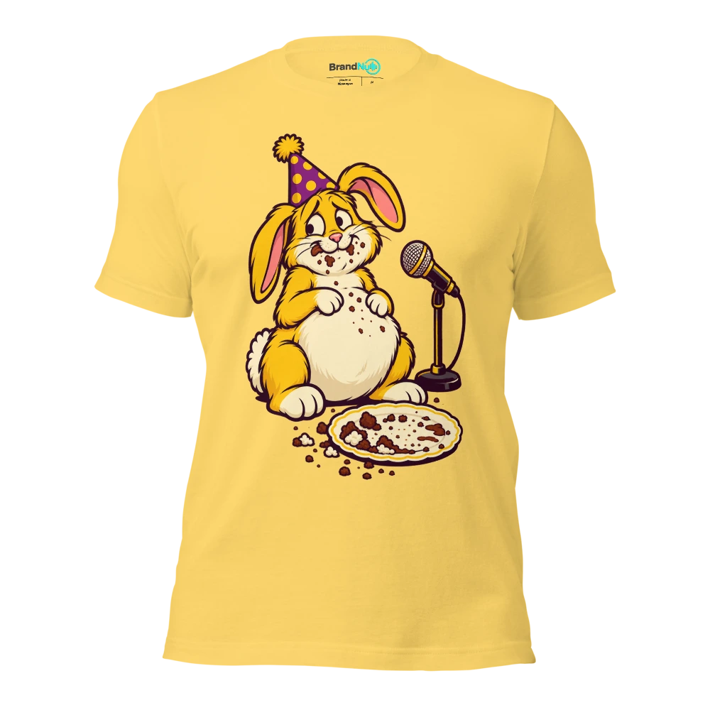 THE RABBIT ATE THE CAKE BEFORE THE SOUND CHECK T Shirt Yellow Front
