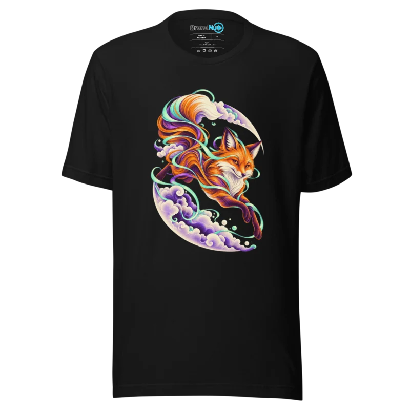 Neon Fox Cloud T Shirt - Black