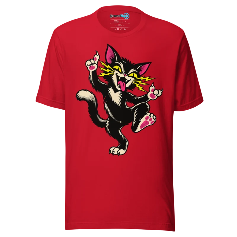 BrandNu Midnight Mischief Cat T-Shirt - Red