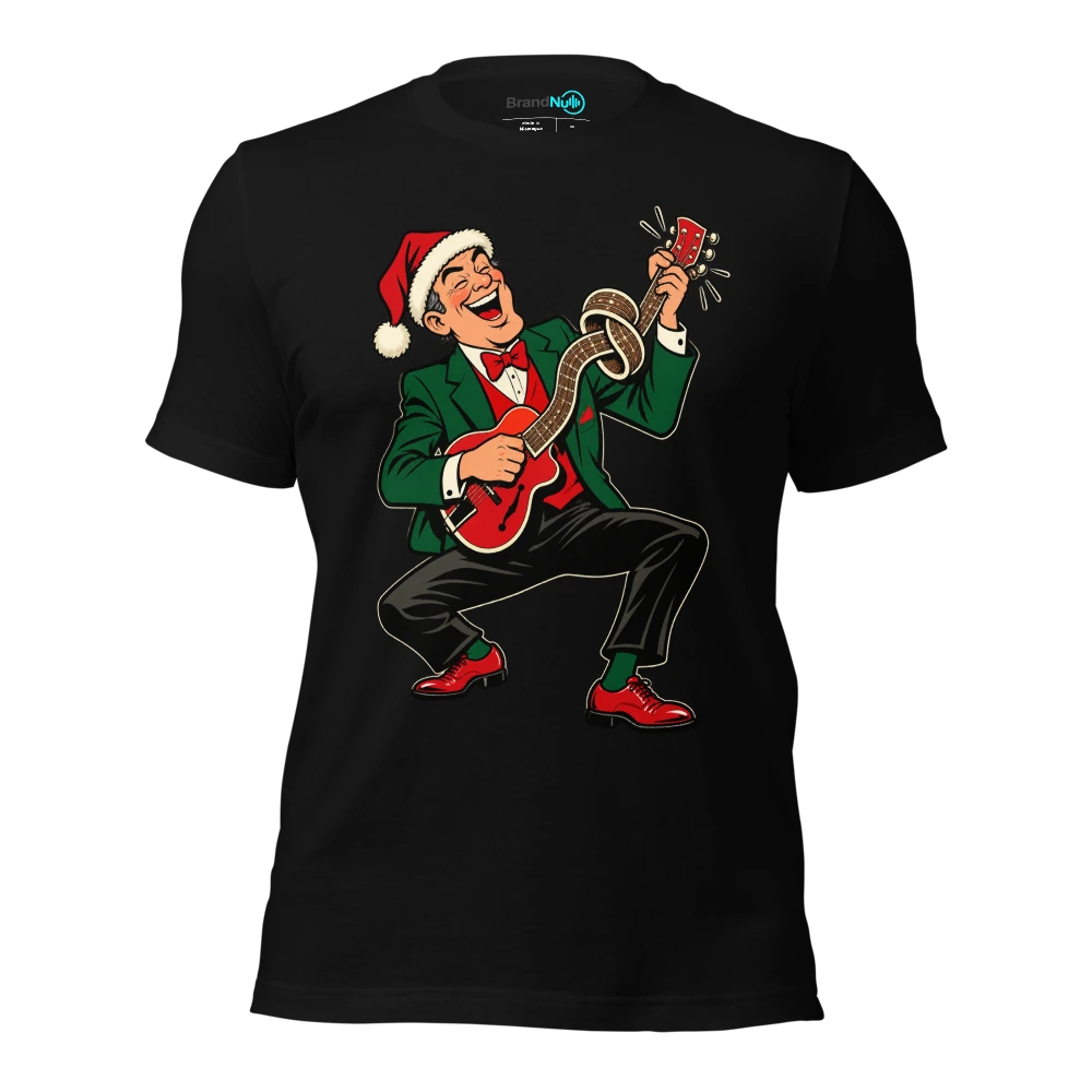 THE JAZZ UNCLE HAS FOUND AN EXTRA CHORD T Shirt Black Front