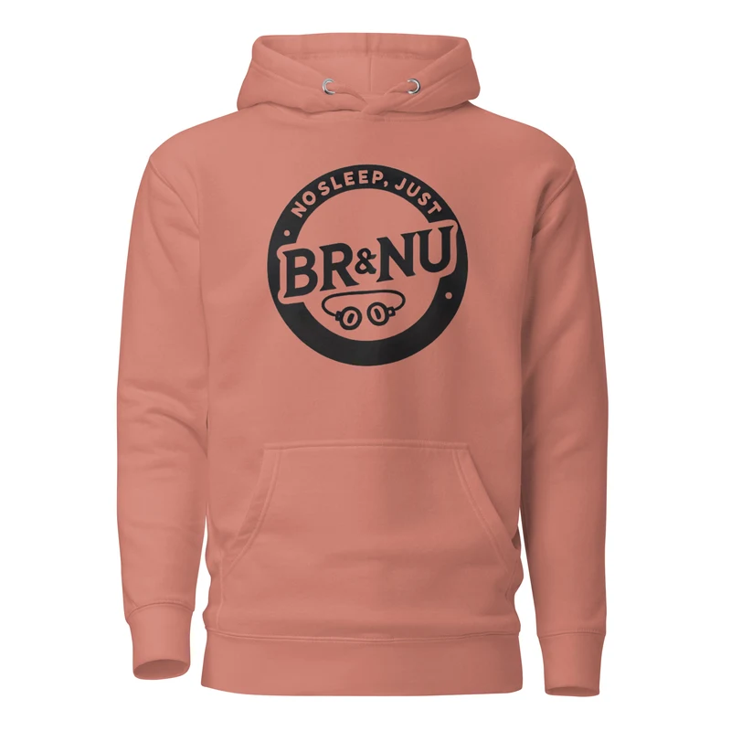 Bold BR&NU Logo Monochrome Hoodie - Dusty Rose