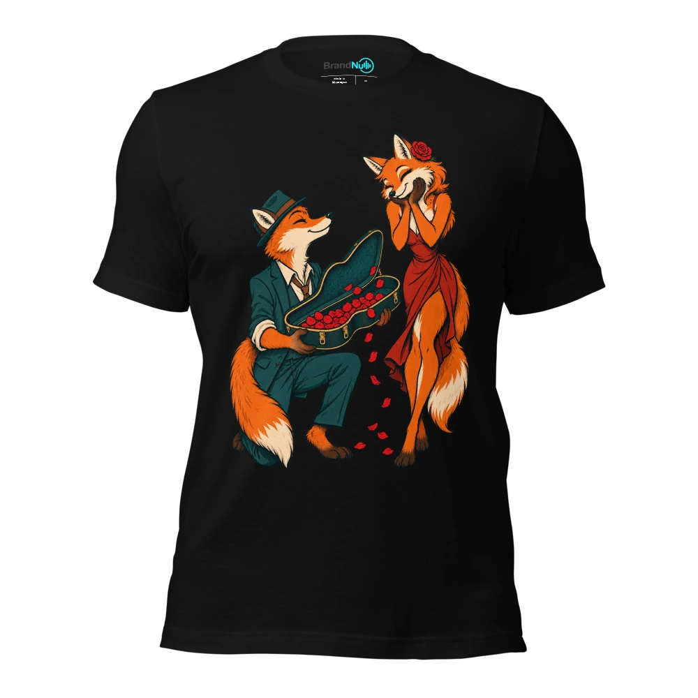 Fox offering an empty instrument case full of rose petals T-SHIRT