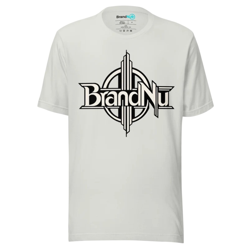 Bold BrandNu Logo Black and White Tee - Deco Monogram Edition - Silver