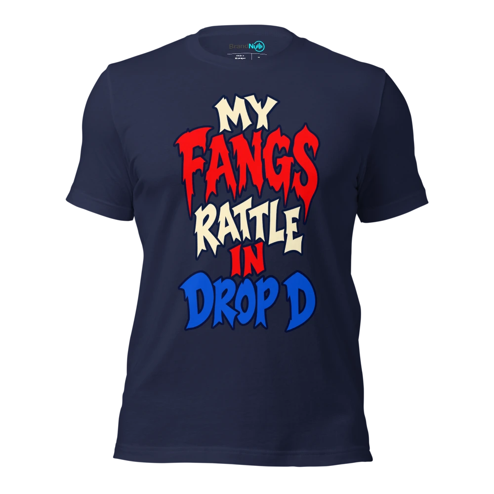 MY FANGS RATTLE IN DROP D T Shirt Navy Front