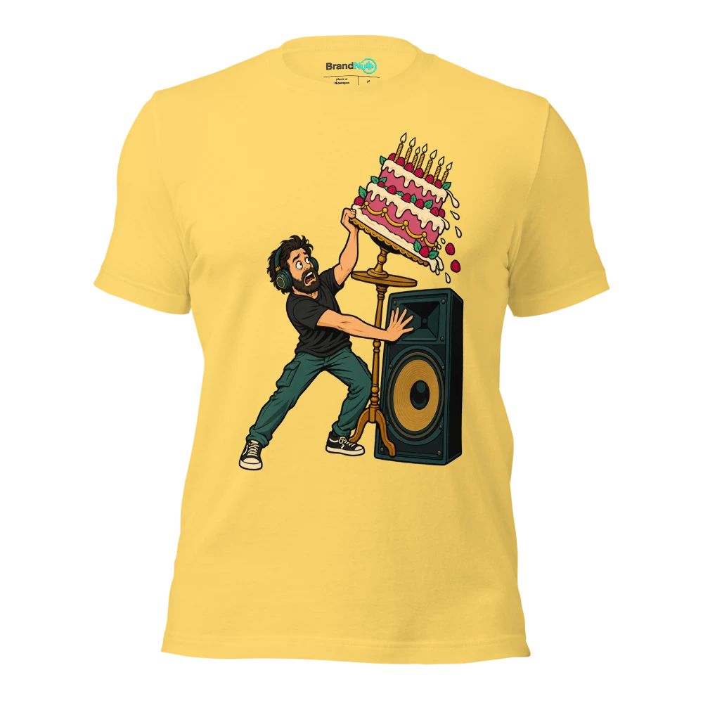 MY BIRTHDAY CAKE IS A TECHNICAL RIDER VIOLATION T Shirt Yellow Front