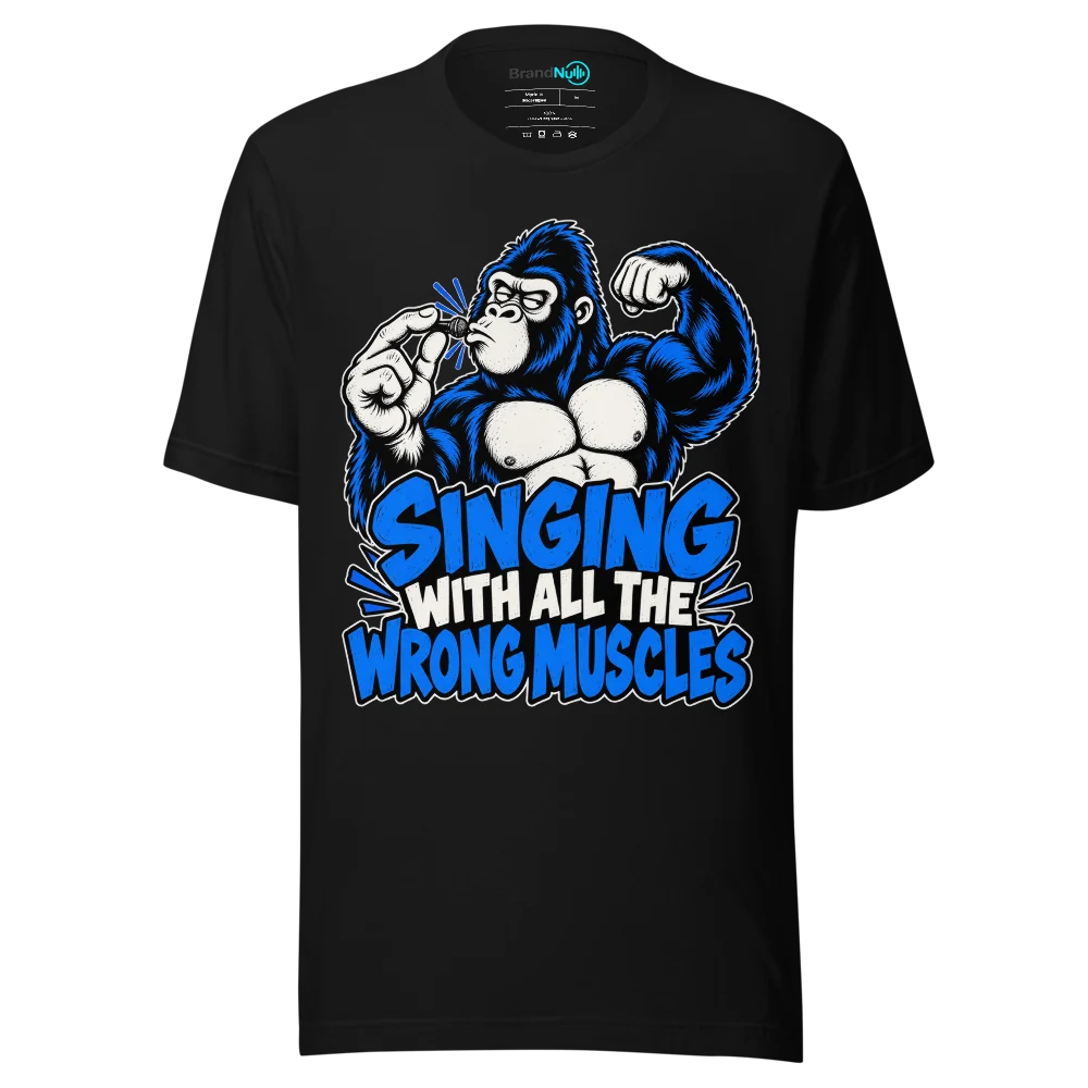 SINGING WITH ALL THE WRONG MUSCLES T Shirt Black Front