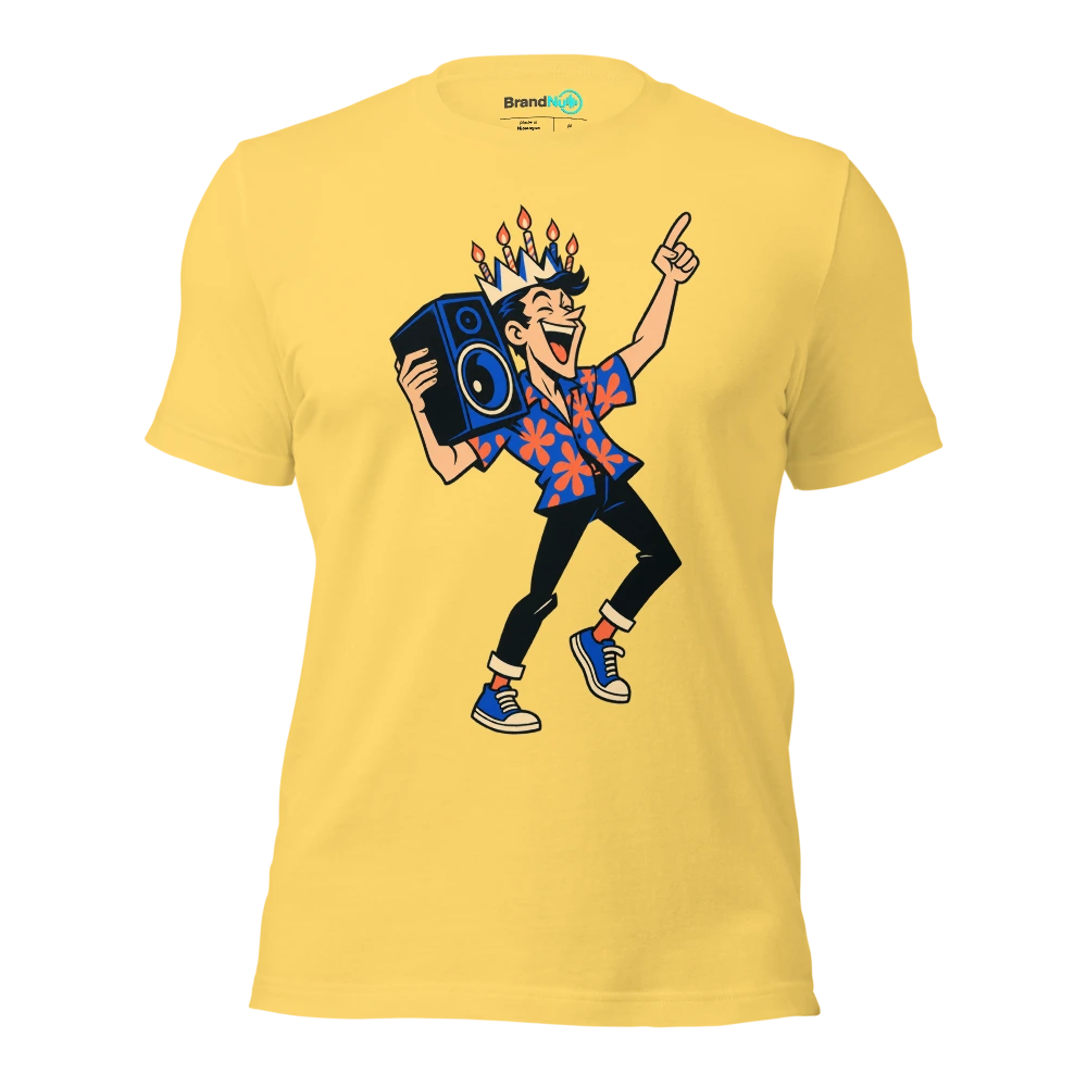 BORN TO DROP BASS FORCED TO COUNT CANDLES T Shirt Yellow Front