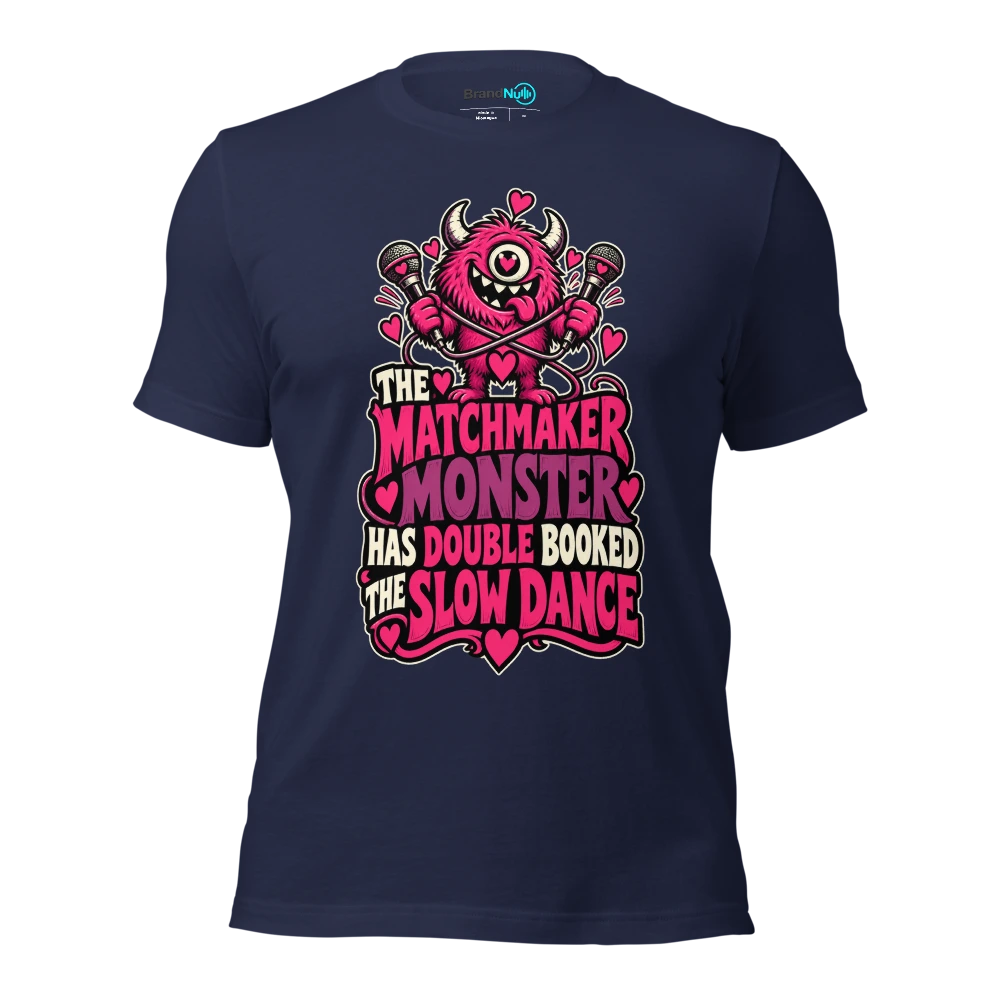 THE MATCHMAKER MONSTER HAS DOUBLE BOOKED THE SLOW DANCE T Shirt Navy Front
