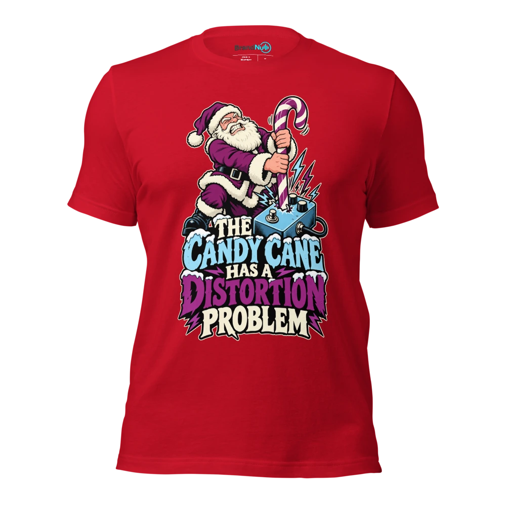 THE CANDY CANE HAS A DISTORTION PROBLEM T Shirt Red Front