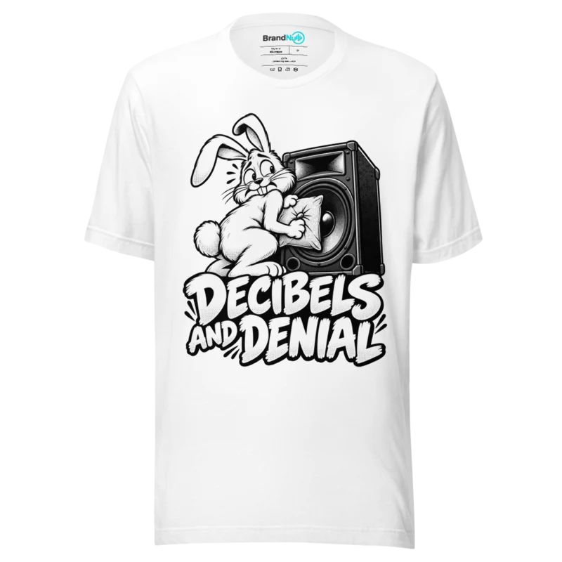 DECIBELS AND DENIAL T Shirt - White
