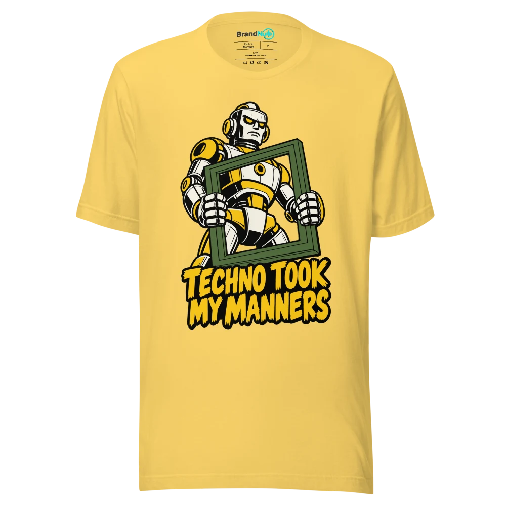 TECHNO TOOK MY MANNERS T Shirt Yellow Front
