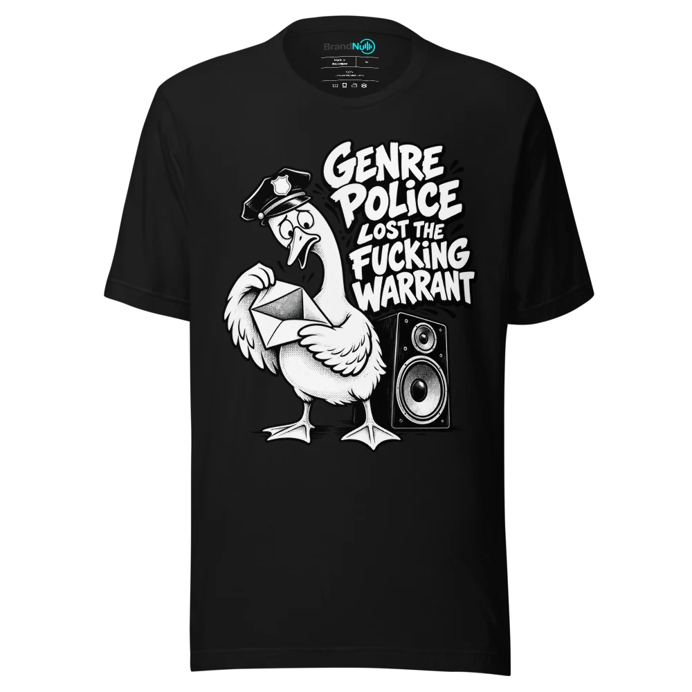 GENRE POLICE LOST THE FUCKING WARRANT T Shirt Black Front