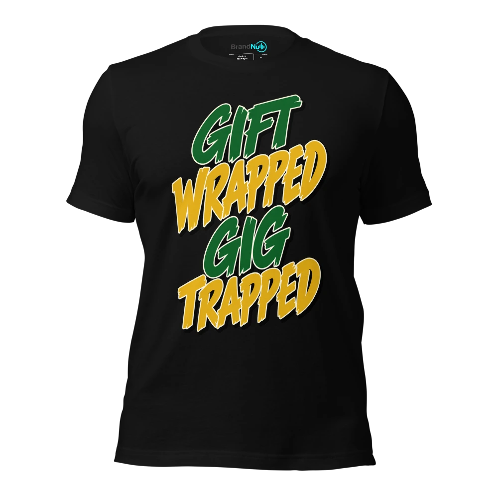 GIFT WRAPPED GIG TRAPPED T Shirt Black Front