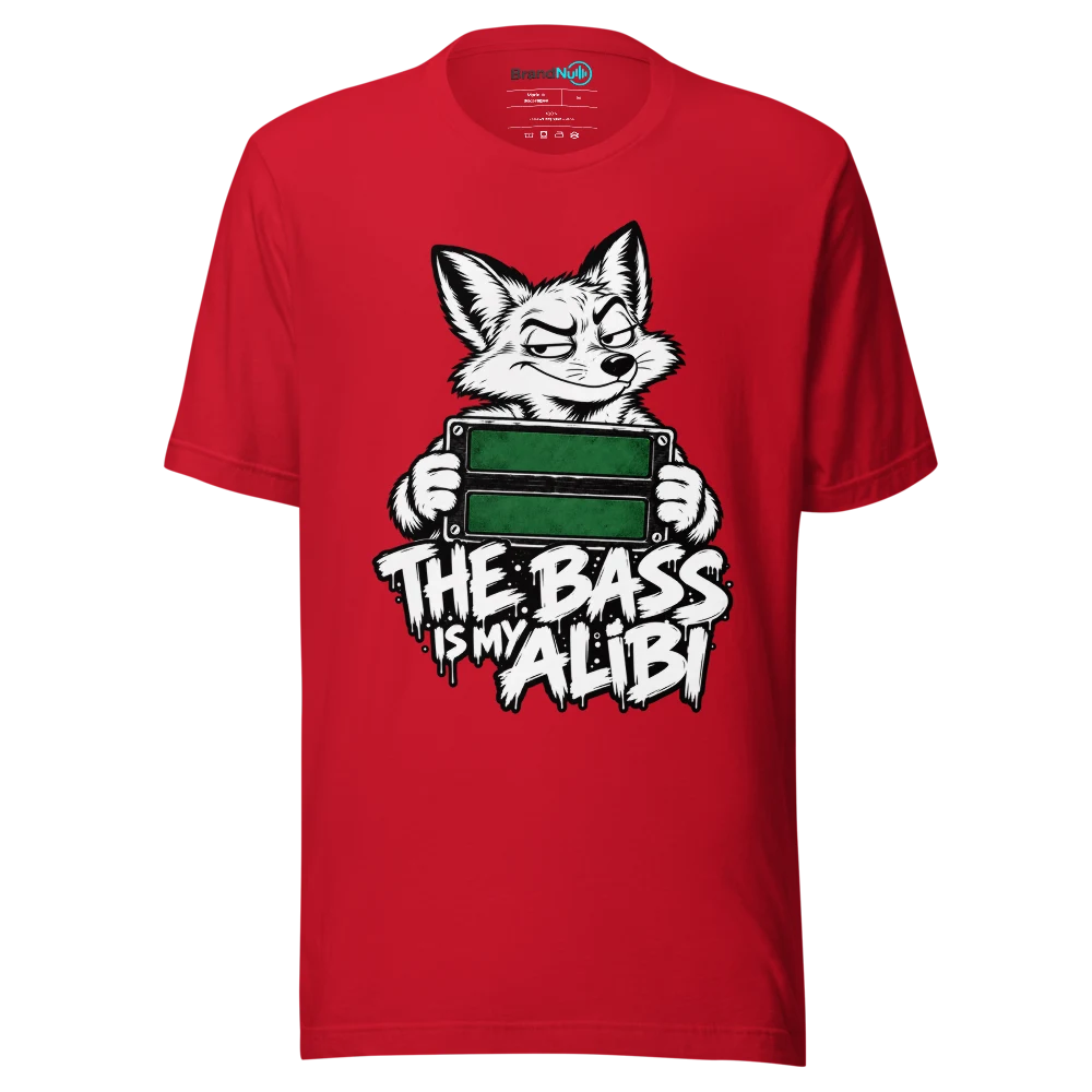 THE BASS IS MY ALIBI T Shirt Red Front