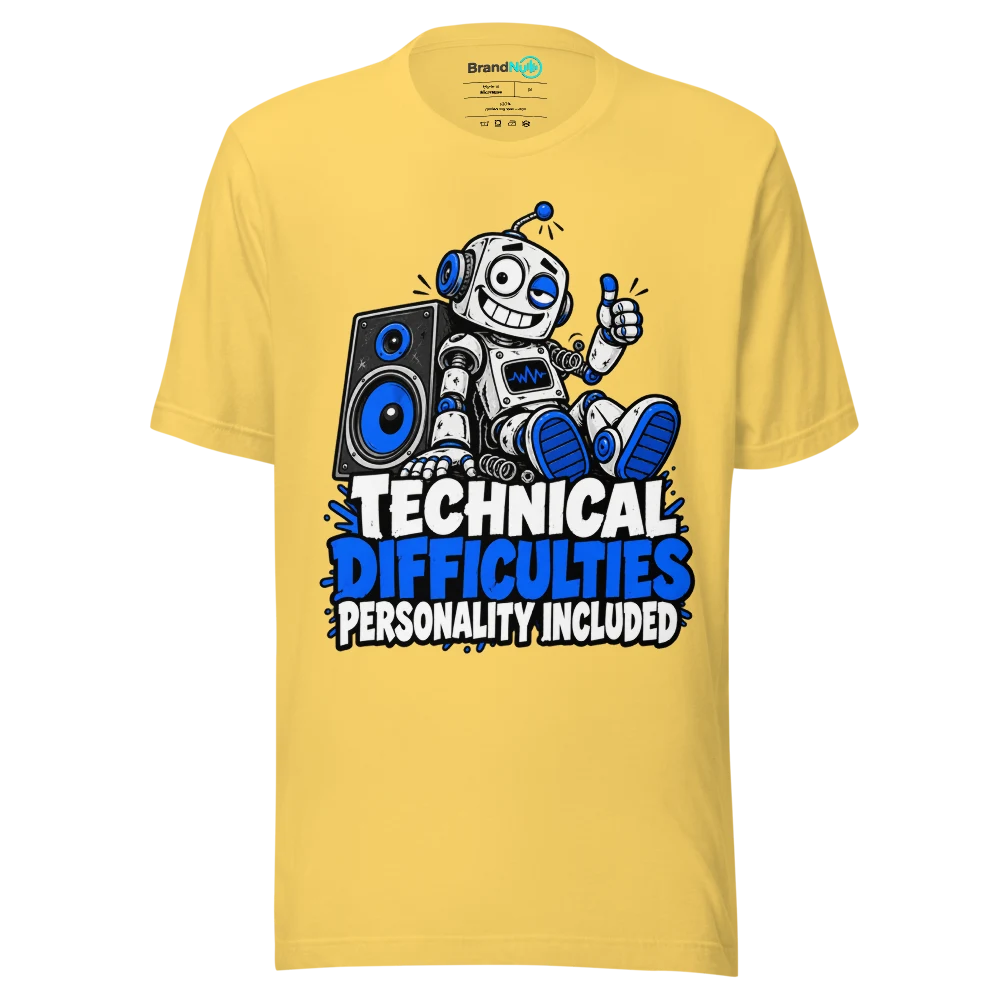TECHNICAL DIFFICULTIES PERSONALITY INCLUDED T Shirt Yellow Front