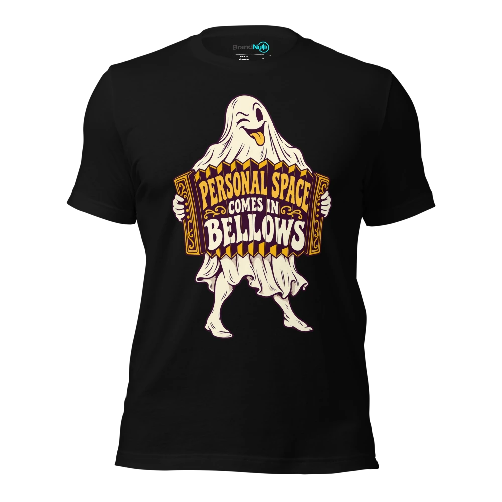PERSONAL SPACE COMES IN BELLOWS T Shirt Black Front
