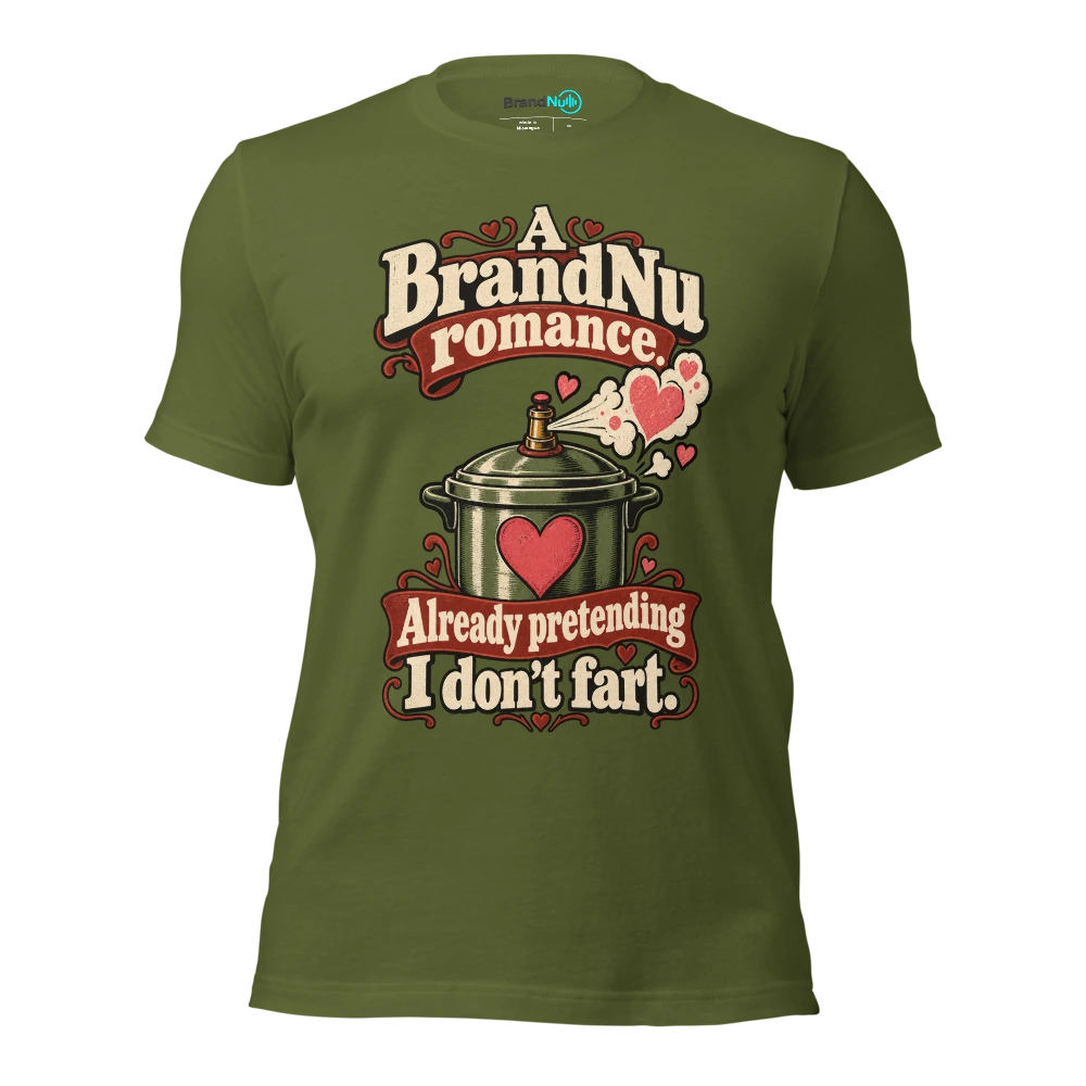 A BrandNu romance. Already pretending I donÃ¢â‚¬â„¢t fart T Shirt Olive Front