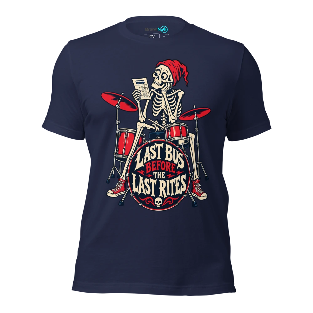 LAST BUS BEFORE THE LAST RITES T Shirt Navy Front