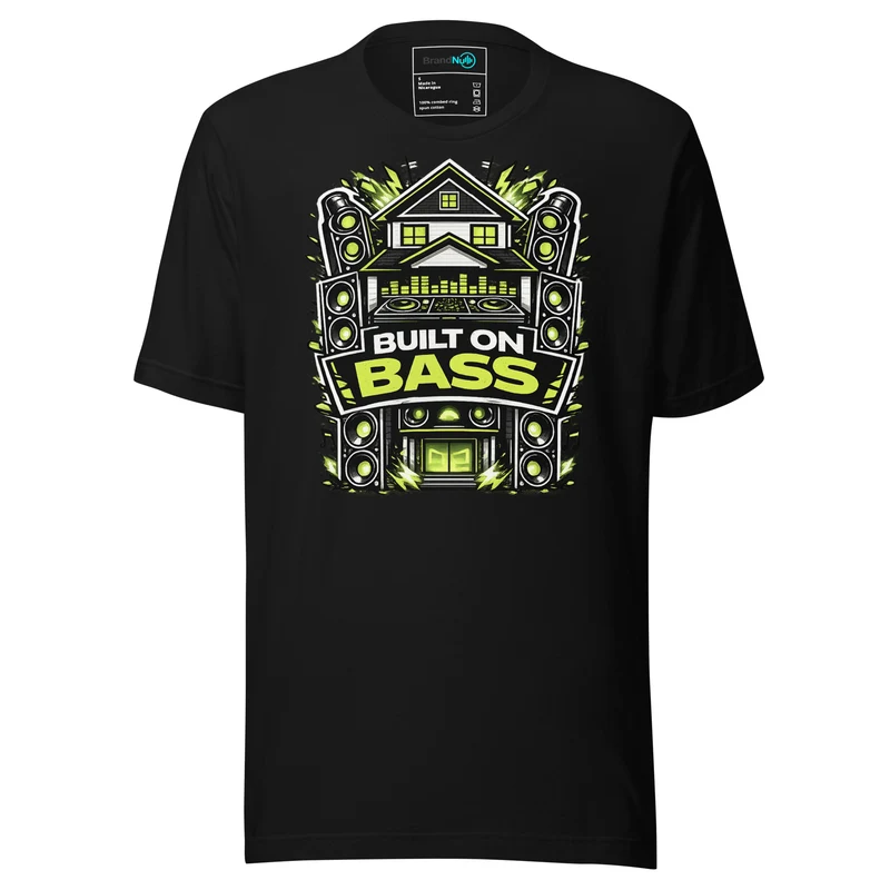 Built on Bass Smiley Full Back Green Screen T-Shirt - Black