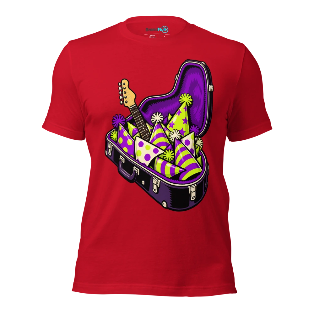 THIS GUITAR CASE IS MY PARTY BAG T Shirt Red Front