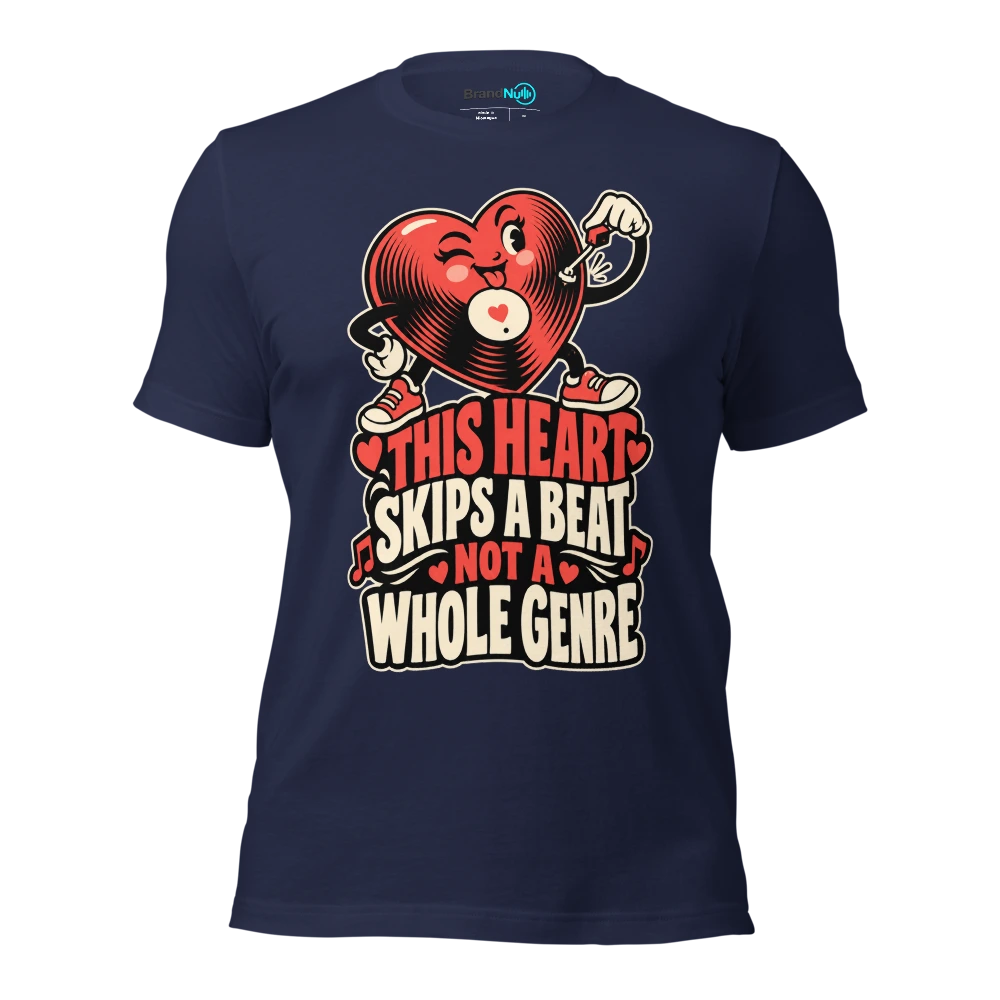 THIS HEART SKIPS A BEAT NOT A WHOLE GENRE T Shirt Navy Front