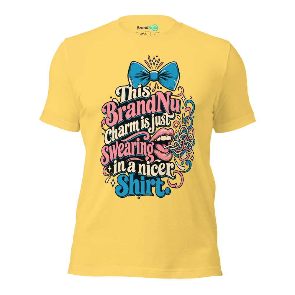 This BrandNu charm is just swearing in a nicer shirt T Shirt Yellow Front