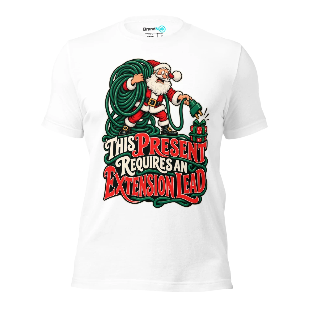 THIS PRESENT REQUIRES AN EXTENSION LEAD T Shirt White Front