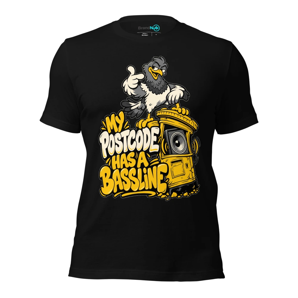 MY POSTCODE HAS A BASSLINE T-SHIRT