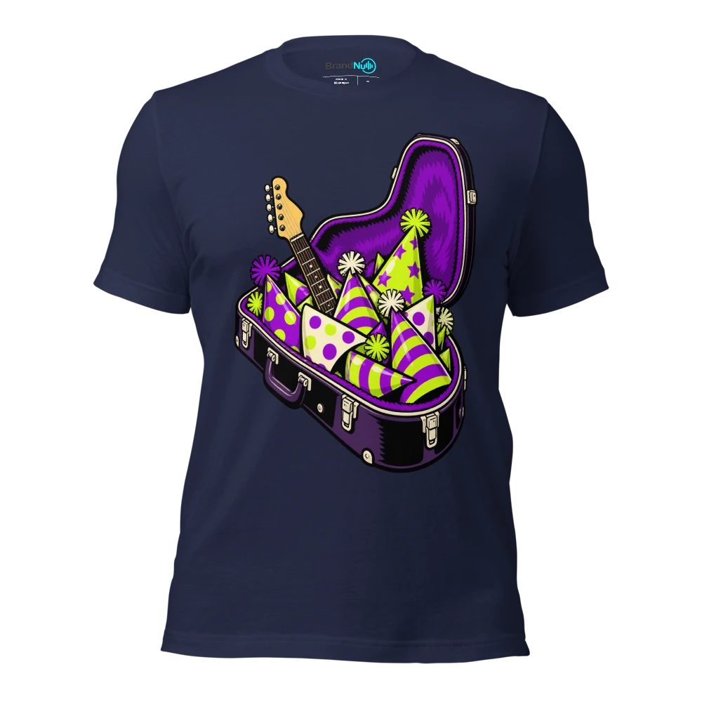 THIS GUITAR CASE IS MY PARTY BAG T Shirt Navy Front