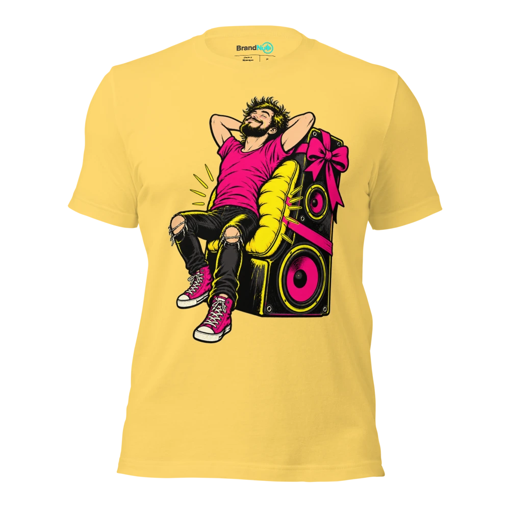 THE BASS BIN HAS BECOME A LUMBAR SUPPORT T Shirt Yellow Front