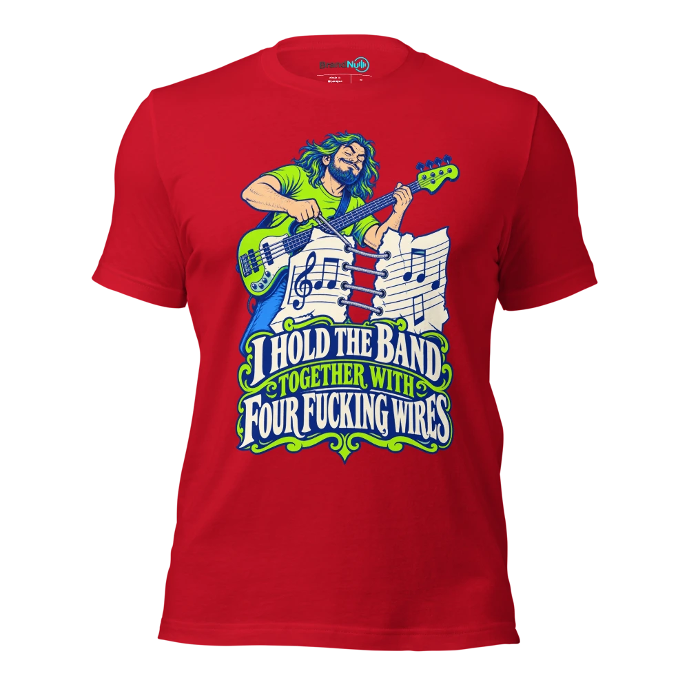 I HOLD THE BAND TOGETHER WITH FOUR FUCKING WIRES T Shirt Red Front