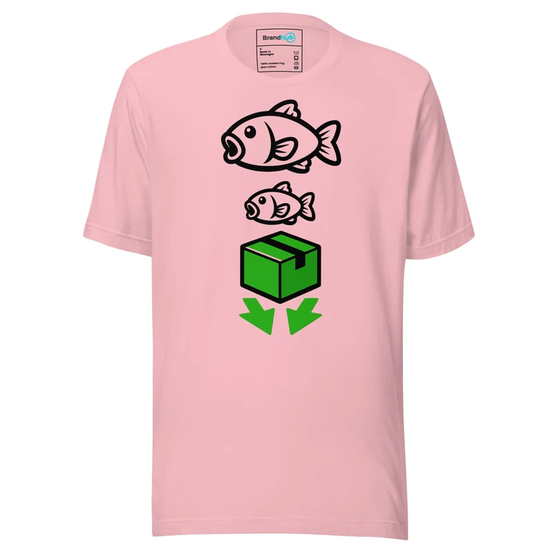 Big Fish Small Fish Cardboard Box T Shirt – UK Rave Move - Pink