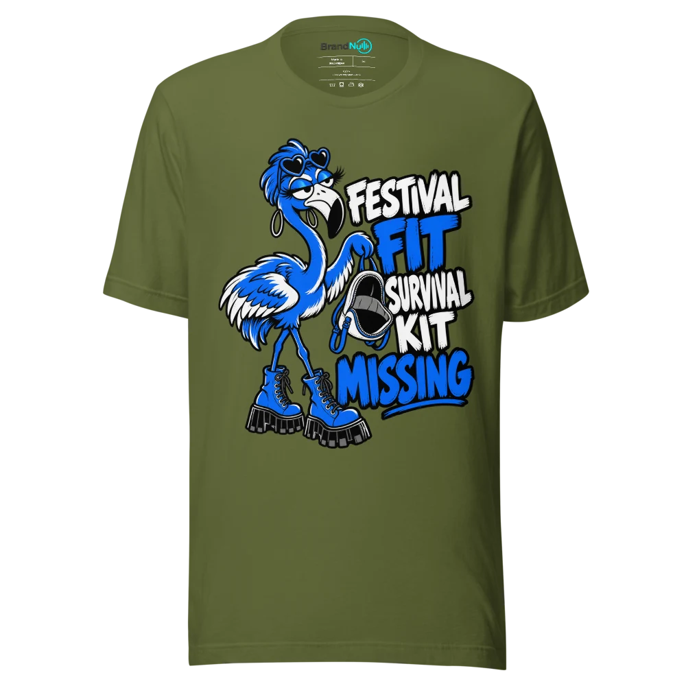 FESTIVAL FIT SURVIVAL KIT MISSING T Shirt Olive Front