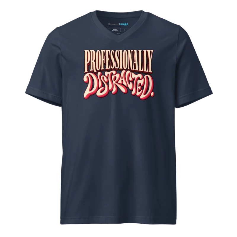 Professionally Distracted V Neck - Navy